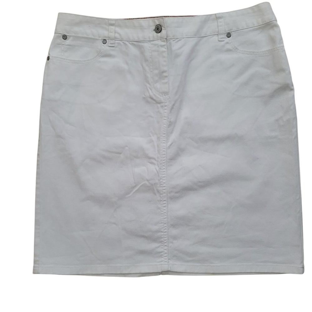 Talbots Petite Women's Pencil Denim White Skirt Size 14P Excellent Condition